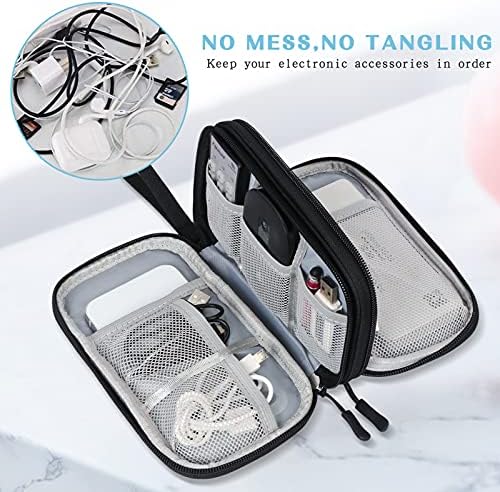 FYY Travel Cable Organizer Pouch Electronic Accessories Carry Case Portable Waterproof Double Layers All-in-One Storage Bag for Cord, Charger, Phone, Earphone Black - Image 6