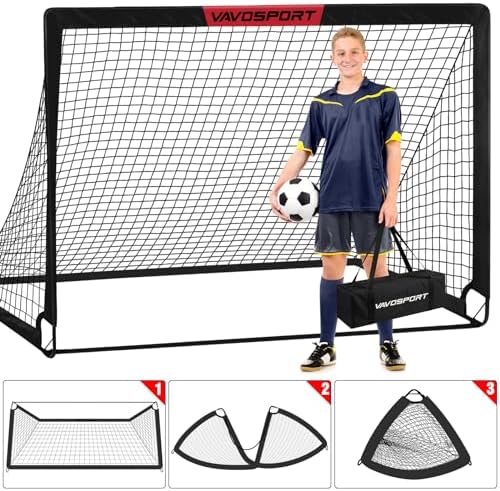 Kids Soccer Goals for Backyard Set - 2 of 6x4 ft Portable Soccer Goal Training Equipment, Practice Soccer Net with Soccer Ball, Cones, Bag, Soccer Set for Kids Youth Toddler Games, Sports Outdoor Play - Image 4