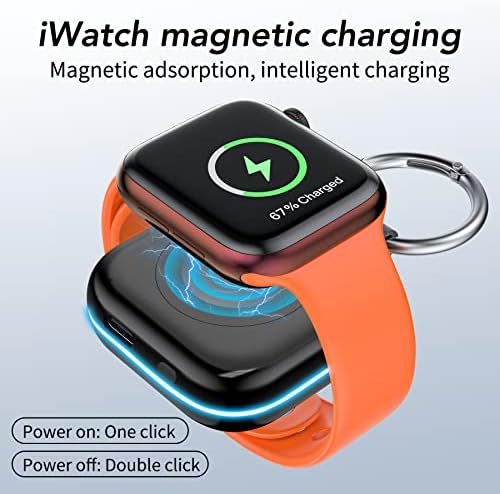 HUOTO Portable Charger for Apple Watch,Wireless Magnetic iWatch Charger 1200mAh Power Bank Travel Keychain Accessories Smart Watch Charger for Apple Watch Series 10/9/8/7/6/SE/5/4/3/2/1/UItra/UItra 2 - Image 4