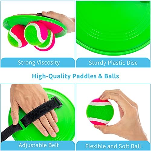 Outside Toys for Kids Ages 4-8 - Toss and Catch Ball Set, Kids Outdoor Games Yard Games for Kids and Adults with 6 Paddles and 3 Balls Toys for 3 4 5 6 7 8 Year Old Boys Girls Birthday - Image 3