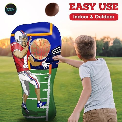 Island Genius Inflatable Football Toss Party Game, 60-Inch Football Player Football Target Practice for Kids, Football Games for Kids Party, Football Toys Football Games for Boys 8-12 Girls & Family - Image 7