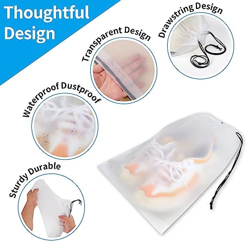 Clear Shoe Bags for Travel 5 PCS, 15.7" x 11.8" Drawstring Travel Shoe Bags for Packing, Waterproof Dustproof Portable Travel Shoe Storage Bag for Men and Women - Image 3