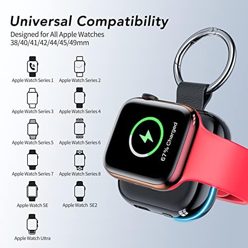 HUOTO Portable Charger for Apple Watch,Wireless Magnetic iWatch Charger 1200mAh Power Bank Travel Keychain Accessories Smart Watch Charger for Apple Watch Series 10/9/8/7/6/SE/5/4/3/2/1/UItra/UItra 2 - Image 5