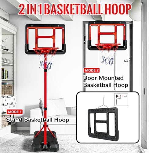 Kids Basketball Hoop with Stand, Adjustable Basketball Set, Toddler Basketball Toys for Boys Age 3 4 5 6 7 8, Indoor Outdoor Backyard Sport Game Gifts - Image 5