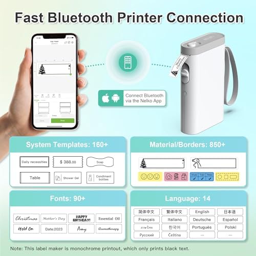 Nelko Label Maker Machine with Tape, P21 Bluetooth Label Printer, Wireless Mini Label Makers with Multiple Templates for Organizing Office Home, White - Image 2