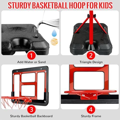 Kids Basketball Hoop with Stand, Adjustable Basketball Set, Toddler Basketball Toys for Boys Age 3 4 5 6 7 8, Indoor Outdoor Backyard Sport Game Gifts - Image 6