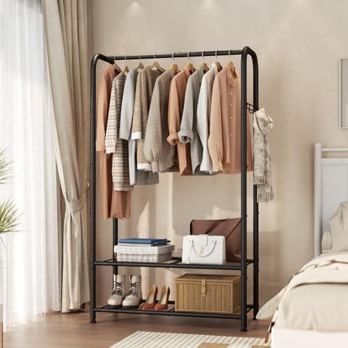 SINGAYE Clothing Racks For Hanging Clothes Rack Portable Closet Garment Coat Rack With Shelves Heavy Duty Hanger Stand Wardrobe Free Standing Closet - Image 2