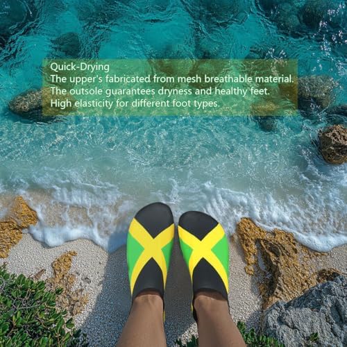 Water Shoes for Women and Men Quick-Dry Swim Beach Shoes for Outdoor Surfing Yoga Exercise Jamaica Flag Caribbean Reggae Rasta - Image 2