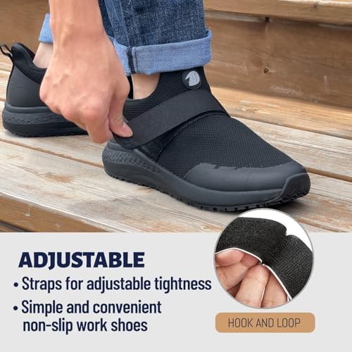 Mesh Non Slip Work Shoes for Men Food Service Slip On Chef Kitchen Shoes Waterproof Work Shoes Restaurant Slip Resistant Walking and Casual Breathable Working Footwear - Image 5