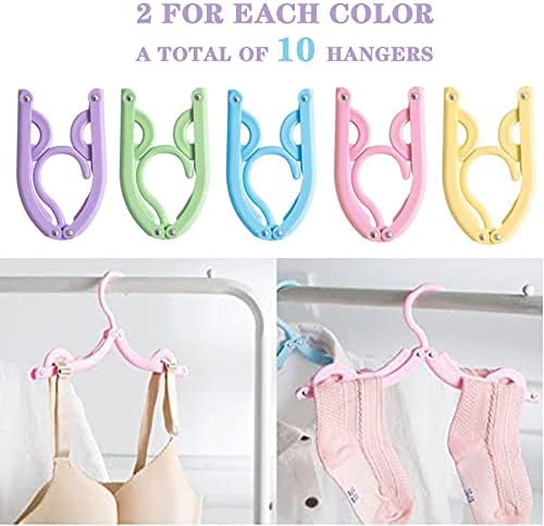 10 Pcs Travel Hangers - Cruise Ship Essentials Portable Folding Clothes Hangers Travel Accessories Foldable Clothes Drying Rack for Travel (Colorful 10pcs) - Image 3