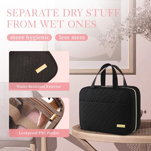 HOTOR Travel Toiletry Bag - Toiletry Bag w/Hanging Hook - Spacious Toiletry Bag for Women & Men, Makeup Bag/Big Comparment, Waterproof for Travel Accessories, Travel Essentials, Medium, Black - Image 5