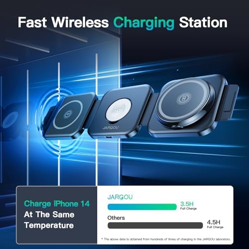 3 in 1 Charging Station for iPhone 16/15/14/13/12 Series, Travel Charger for Multiple Devices for AirPods 4/3/2/Pro,Wireless Charger Magnetic Charging for Apple Watch S10 Series(Black) - Image 4