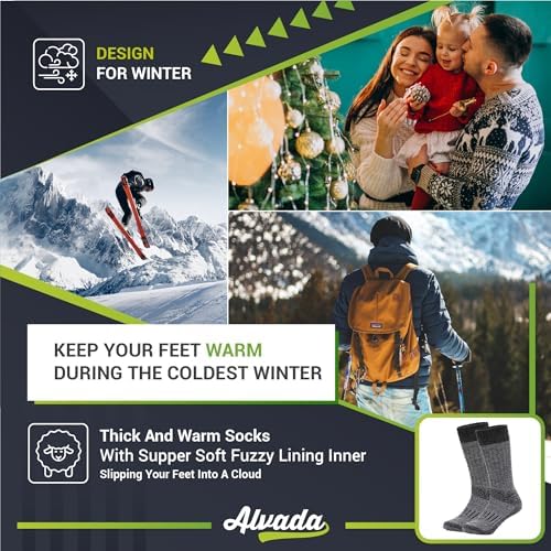 Alvada Warm Thermal Wool Socks for Winter Moisture Wicking and Breathable Cozy Boot Socks - Image 6