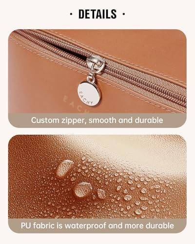 EACHY Travel Makeup Bag,Large Capacity Cosmetic Bags for Women,Waterproof Portable Pouch Open Flat Toiletry Bag Make up Organizer with Divider and Handle - Image 5