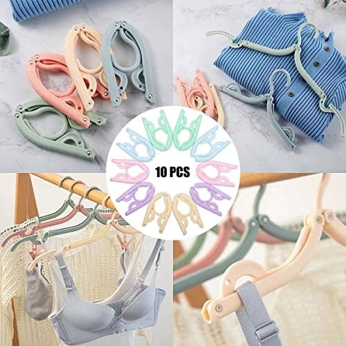 10 Pcs Travel Hangers - Cruise Ship Essentials Portable Folding Clothes Hangers Travel Accessories Foldable Clothes Drying Rack for Travel (Colorful 10pcs) - Image 2