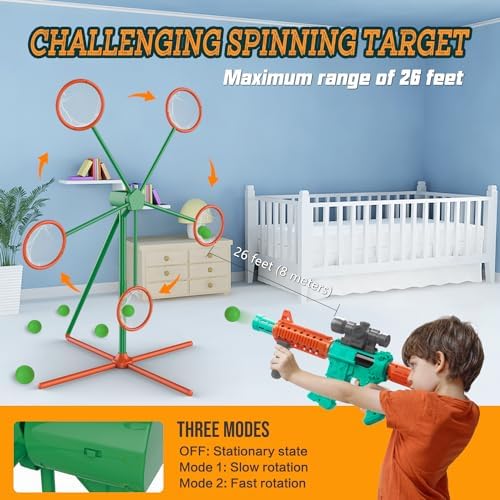 Shooting Games Toys for Age 5 6 7 8 9 10+ Year Old Boys, Kids Toy Sports & Outdoor Game with Moving Shooting Target & 2 Popper Air Toy Guns & 24 Foam Balls, Gifts for Boys and Girls - Image 2