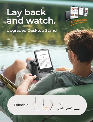 LISEN Tablet Stand for iPad Stand Holder Desk, Foldable iPad Pro Holder Portable Monitor Stand Travel Accessories, Home Office Desk Accessories for Men Gifts 2024 iPad Tab Kindle iPhone 4-15.9" Black - Image 5