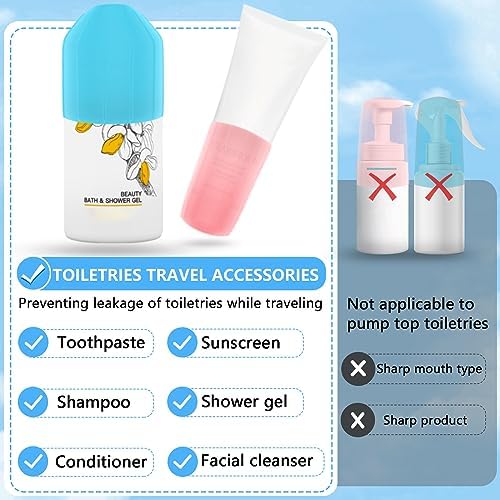 16 Pack Silicone Bottle Covers,Travel Essentials for Women,Cruise Ship Essentials,Airplane Travel Accessories Luggage Travel Size Toiletries,Elastic Sleeves for Leak Proofing,Travel Must Haves - Image 3