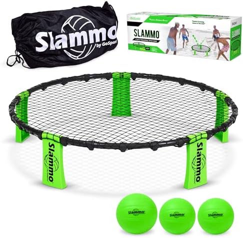 GoSports Slammo Game Set (Includes 3 Balls, Carrying Case and Rules) - Outdoor Lawn, Beach & Tailgating Roundnet Game for Kids, Teens & Adults