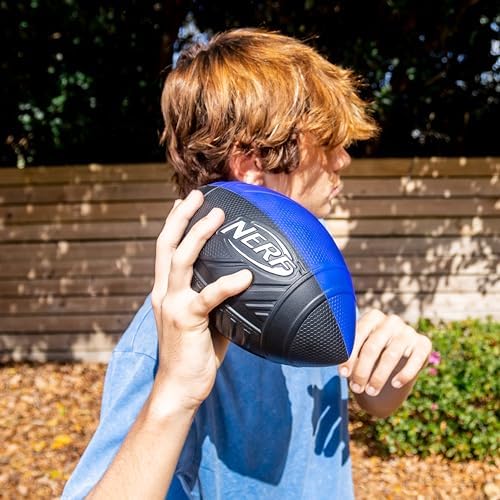 Nerf Kids Foam Football - Pro Grip Youth Soft Foam Ball - Indoor + Outdoor Football for Kids - Small Foam Football - 9" Inch Youth Sized Football - Blue + Black - Image 6