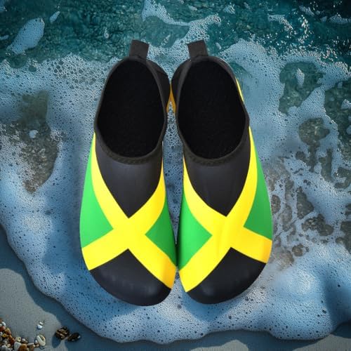 Water Shoes for Women and Men Quick-Dry Swim Beach Shoes for Outdoor Surfing Yoga Exercise Jamaica Flag Caribbean Reggae Rasta - Image 3