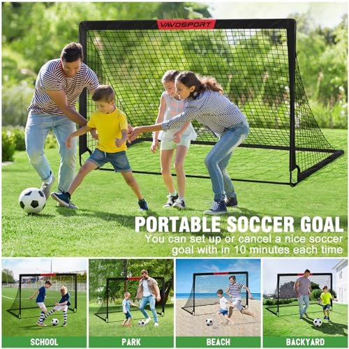 Kids Soccer Goals for Backyard Set - 2 of 6x4 ft Portable Soccer Goal Training Equipment, Practice Soccer Net with Soccer Ball, Cones, Bag, Soccer Set for Kids Youth Toddler Games, Sports Outdoor Play - Image 6