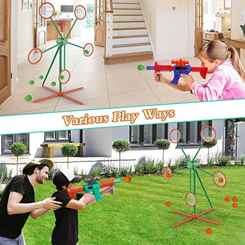 Shooting Games Toys for Age 5 6 7 8 9 10+ Year Old Boys, Kids Toy Sports & Outdoor Game with Moving Shooting Target & 2 Popper Air Toy Guns & 24 Foam Balls, Gifts for Boys and Girls - Image 3