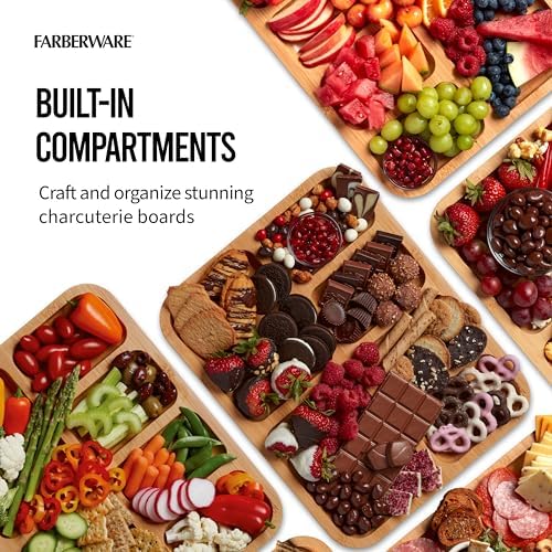 Farberware Build-a-Board Cutting Board with Compartments and Clear Locking Lid for Charcuterie, Snacks, and More-Make it. Take it. Enjoy it, 11x14 Inch, Bamboo - Image 4