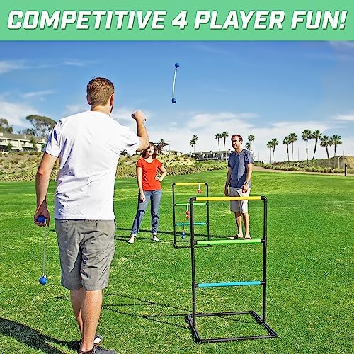 GoSports Ladder Toss Indoor & Outdoor Game Set with 6 Soft Rubber Bolo Balls and Travel Carrying Case - Choose Pro or Classic - Image 2