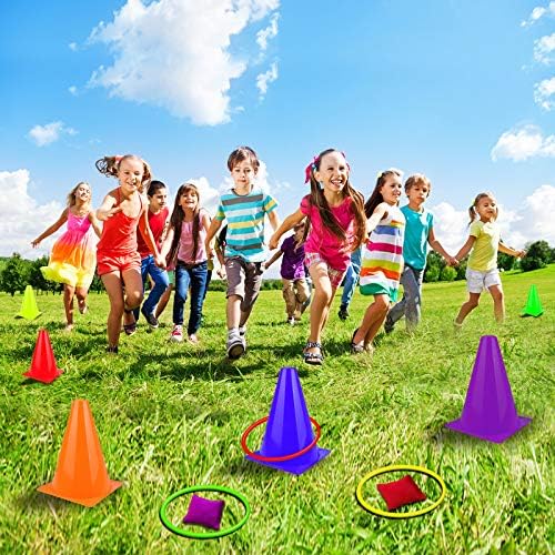 unanscre 31PCS 3 in 1 Carnival Outdoor Games Combo Set for Kids, Soft Plastic Cones Bean Bags Ring Toss Game, Gift for Birthday Party/Xmas - Image 4