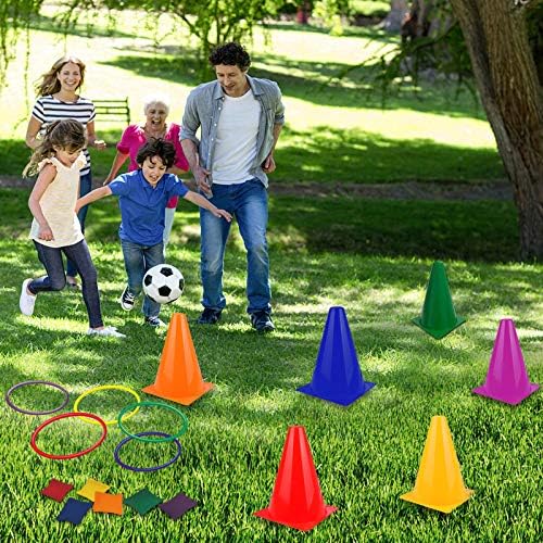 unanscre 31PCS 3 in 1 Carnival Outdoor Games Combo Set for Kids, Soft Plastic Cones Bean Bags Ring Toss Game, Gift for Birthday Party/Xmas - Image 5