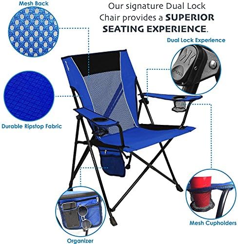 Kijaro Dual Lock Folding Camp Chairs - Versatile for Sports, Outdoors & Lawns - Locks Positions - Maldives Blue - Image 3